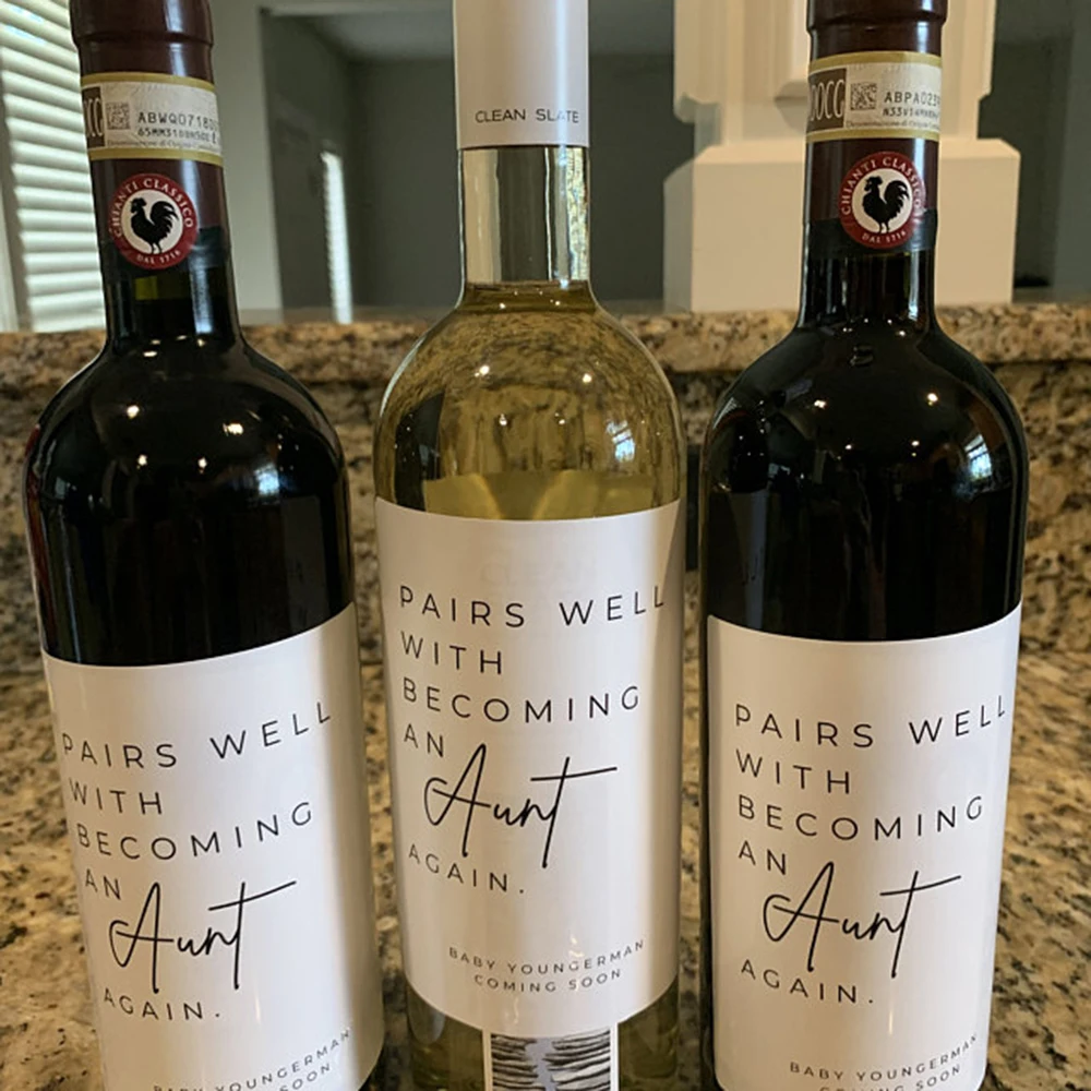 Pregnancy Announcement Wine Labels Aunt Gift Uncle Gift Pairs well with planning a wedding Engagement Wine Label Engagement Gift