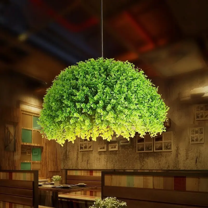 Retro Semi-circular Plant Pendant Light Music Restaurant Bar Decoration Hanging Light Coffee Barbecue Shop Creative Pendant Lamp