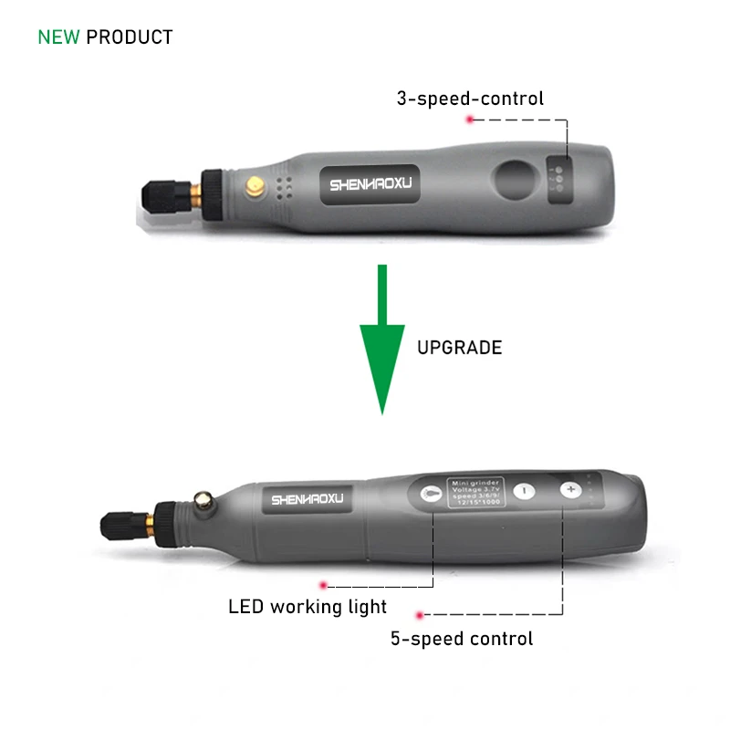 Ferramentas elétricas sem fio furadeira, moedor, moagem, conjunto de acessórios, ajustável, sem fio, caneta de gravação, luz LED, 5 velocidades, 3,6