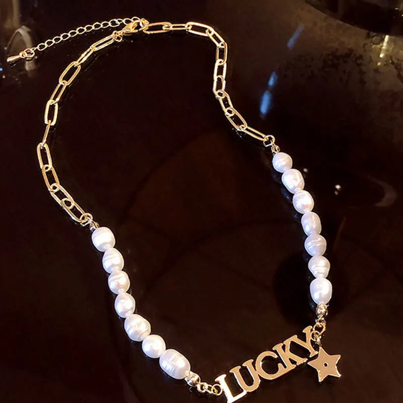Customized Name Necklace Personalized Pearl Necklace Gold Pendant Nameplate Necklace For Women Jewelry Gift