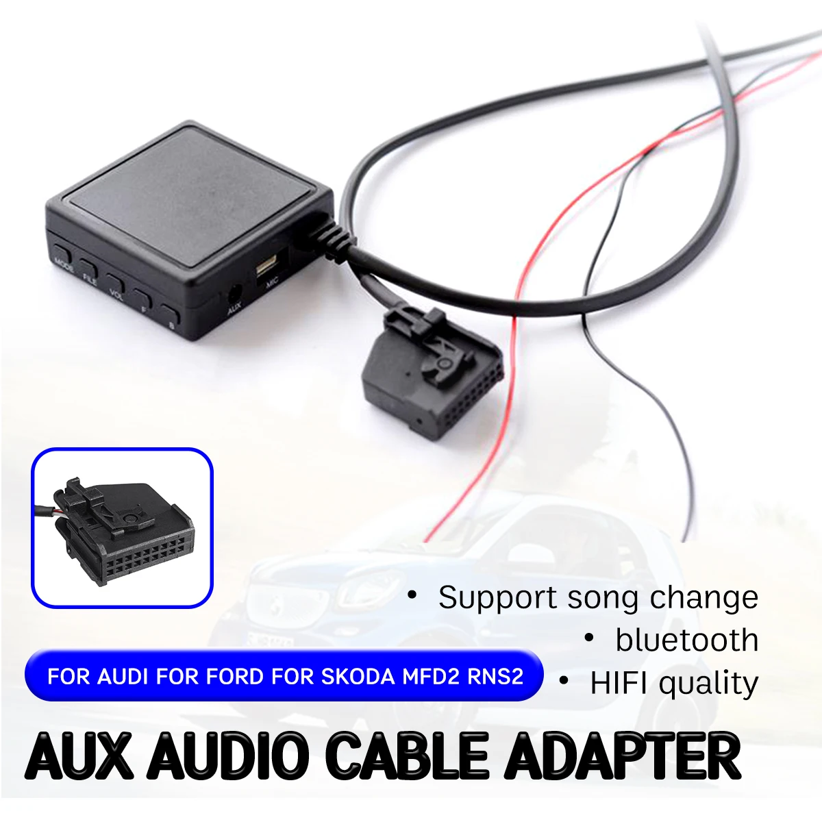 

bluetooth Aux Receiver for Volkswagen for Audi RNS2 MFD2 CD Host Cable with USB,microphone Hands-free Aux Adapter