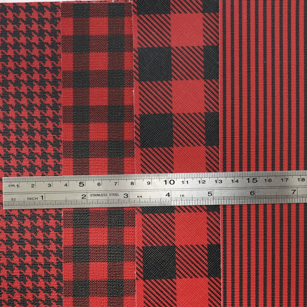 30cmx134m Roll Dark Red Black Strips Bird Plaid Artificial Synthetic Faux Leather Fabric For Bows Handbags Earring DIY BH044