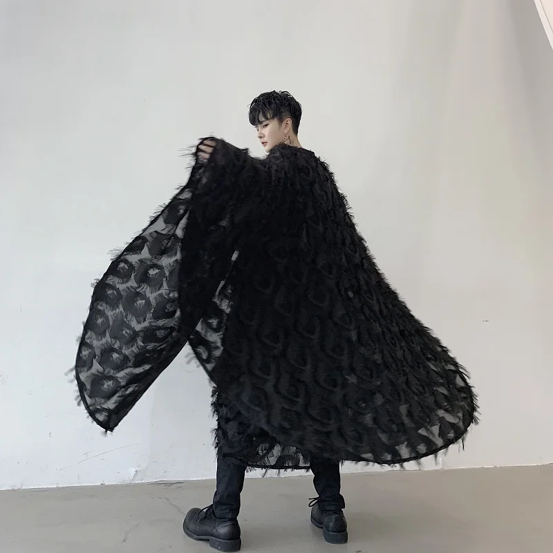 Men Oversize Bat Long Sleeve Pullover Shawl Cloak Shirt Male Women Streetwear Gothic Dress Shirt Stage Fashion Show Clothing