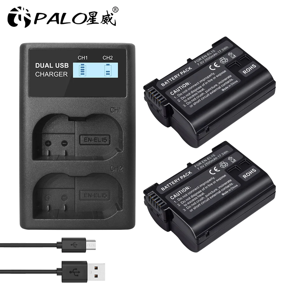 

PALO EN EL15 EN-EL15A ENEL15 EN-EL15 Battery+LCD dual charger for Nikon D500 D600 D610 D750 D7000 D7100 D7200 D800 D800E D810