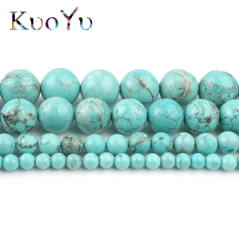 Natural Stone Blue Turquoises Howlite Beads Round Loose Spacer Bead For Jewelry Making Diy Bracelet Accessories 4/6/8/10/12/14mm