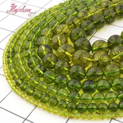 Natural Peridot AA Grade Smooth Round Green 6/8/10/12mm Stone Beads For Necklace Bracelets Earrings DIY Jewerly Making 15
