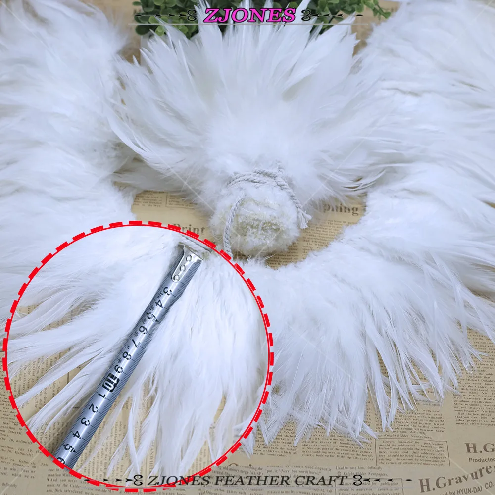 White Coque Feather Rooster Feather Saddle Hackle Feather Strung 6-8\