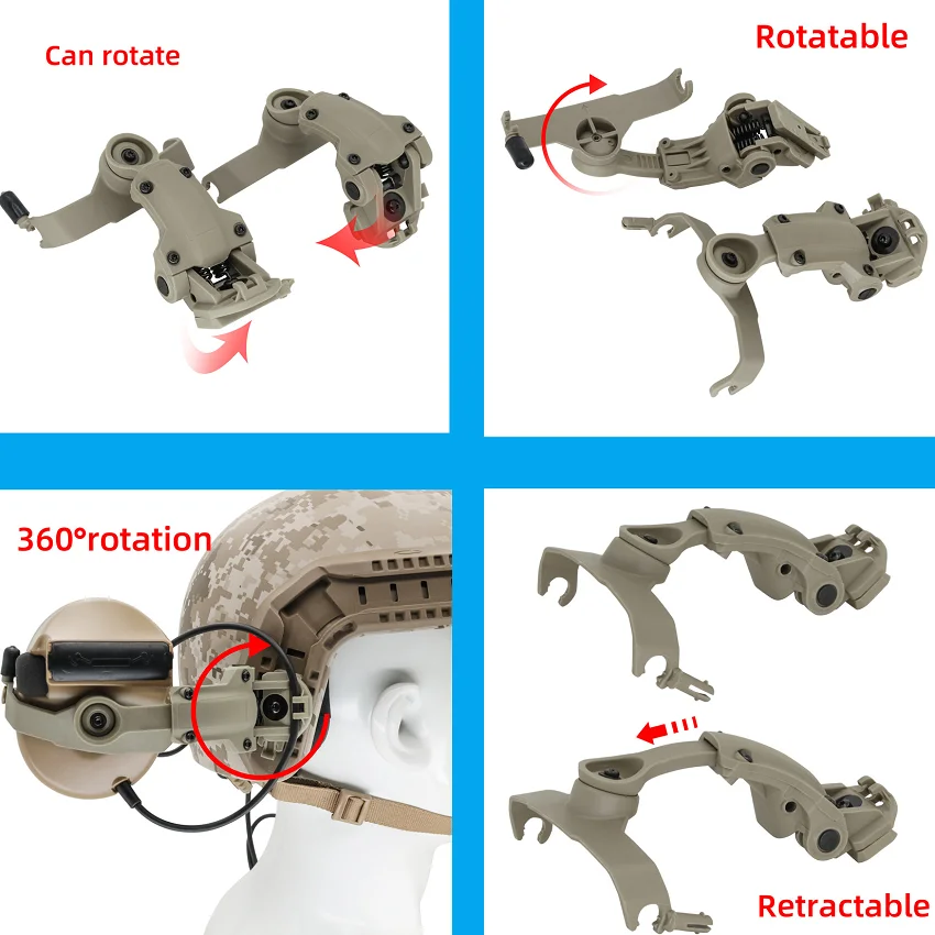 Auriculares tácticos TS TAC-SKY, adaptador de montaje para casco COMTAC II III, Compatible con riel ARC, Wendy Rail, MLOK Rail