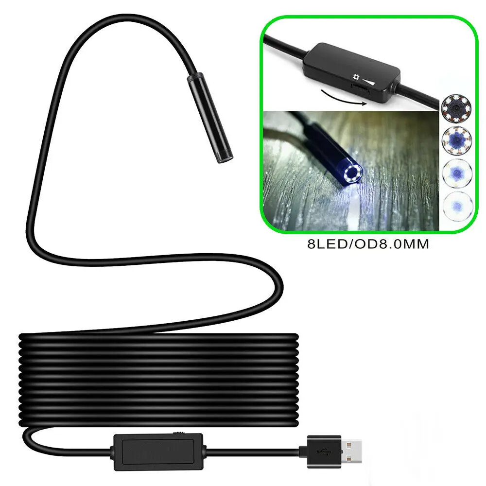 Caméra d'inspection endoscope étanche, WIFI 1200P HD, 8 LED