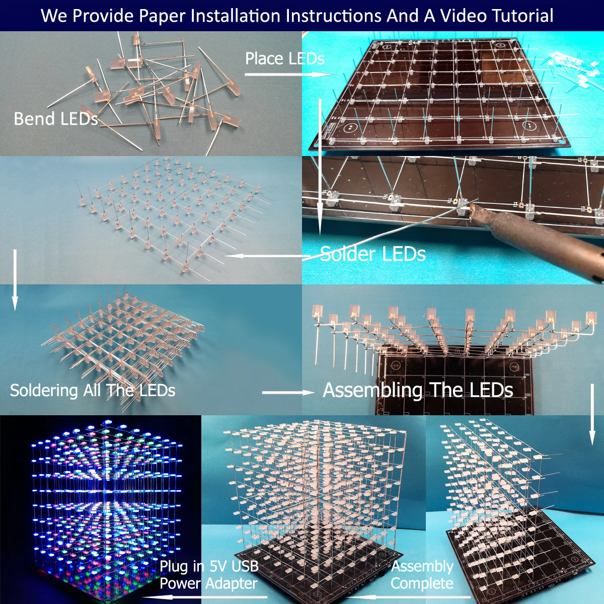 iCubeSmart 3D Led Cube 8x8x8 DIY Kit Teenagers Learning Soldering Project Kit Diy Electronic Kits With 3D Editing Software