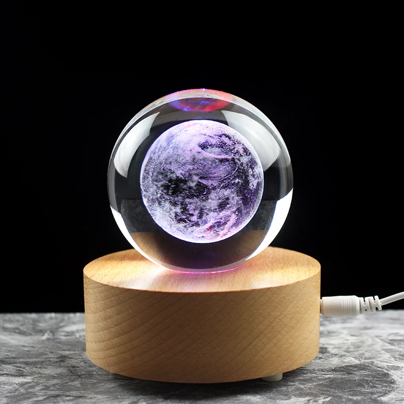 60/80MM Mars Model Glass Ball 3D Laser Engraved Miniatures Astronomy Gift Sphere Home Decor Accessories Crystal Craft Ball