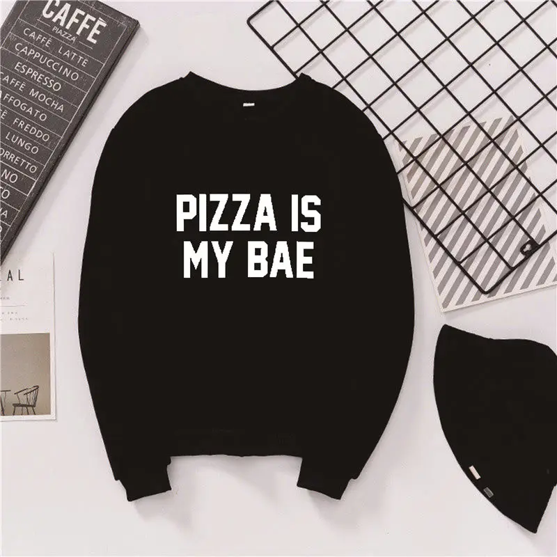 

Harajuku Pizza Is My BAE Christmas Sweatshirt Cotton Casual Aesthetic Clothing Crewneck Pullovers Full Long Sleeve Graphic Shirt