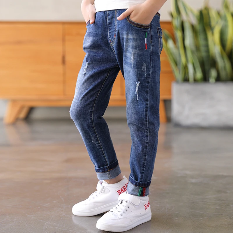 IENENS Kids Boys Jeans Classic Pants Denim Clothing Children Fashion Boy Casual Bowboy Long Trousers 5-13Y