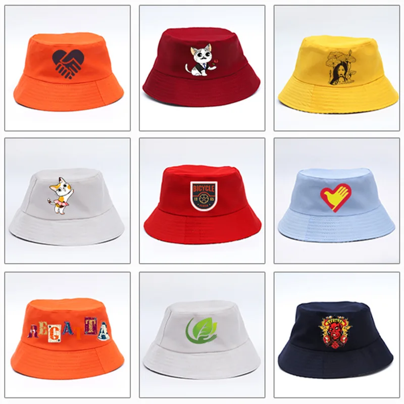 Free Custom LOGO Design!Double Sided Bucket Hat Women Men Summer Fishing Hats Casual Fishermen Cap Brim Kpop Bucket Gorras