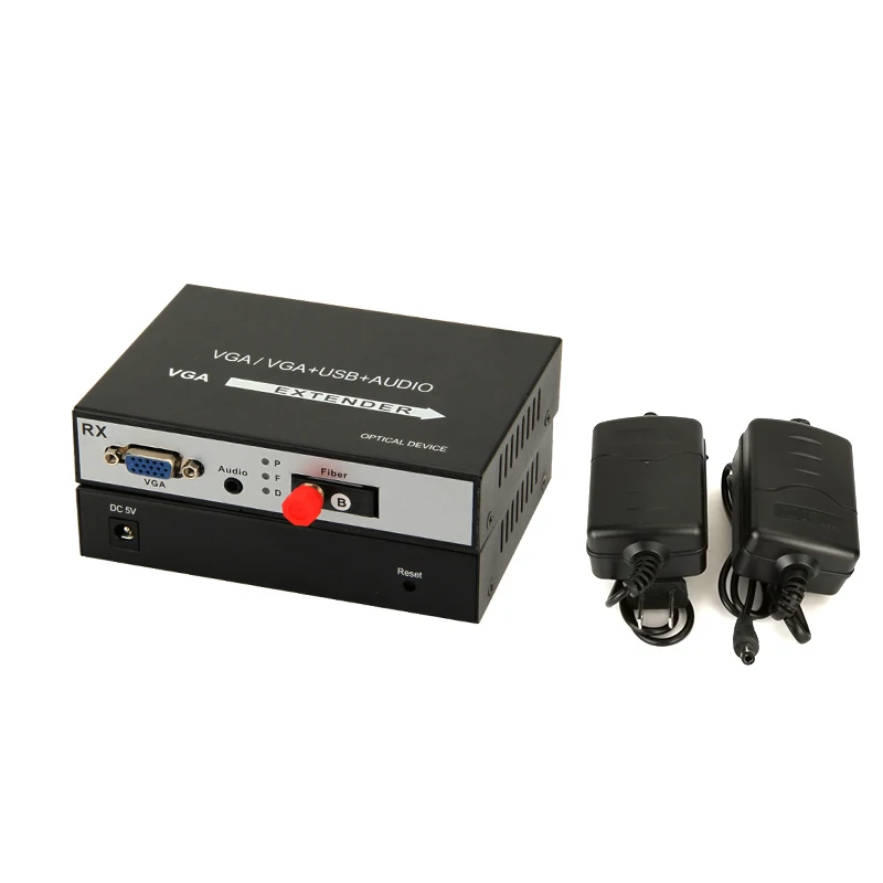 Een Paar 1 Kanaal 1080P Vga Extender Over Glasvezel Zender Ontvanger Vga Video Audio Converter Fc Connector