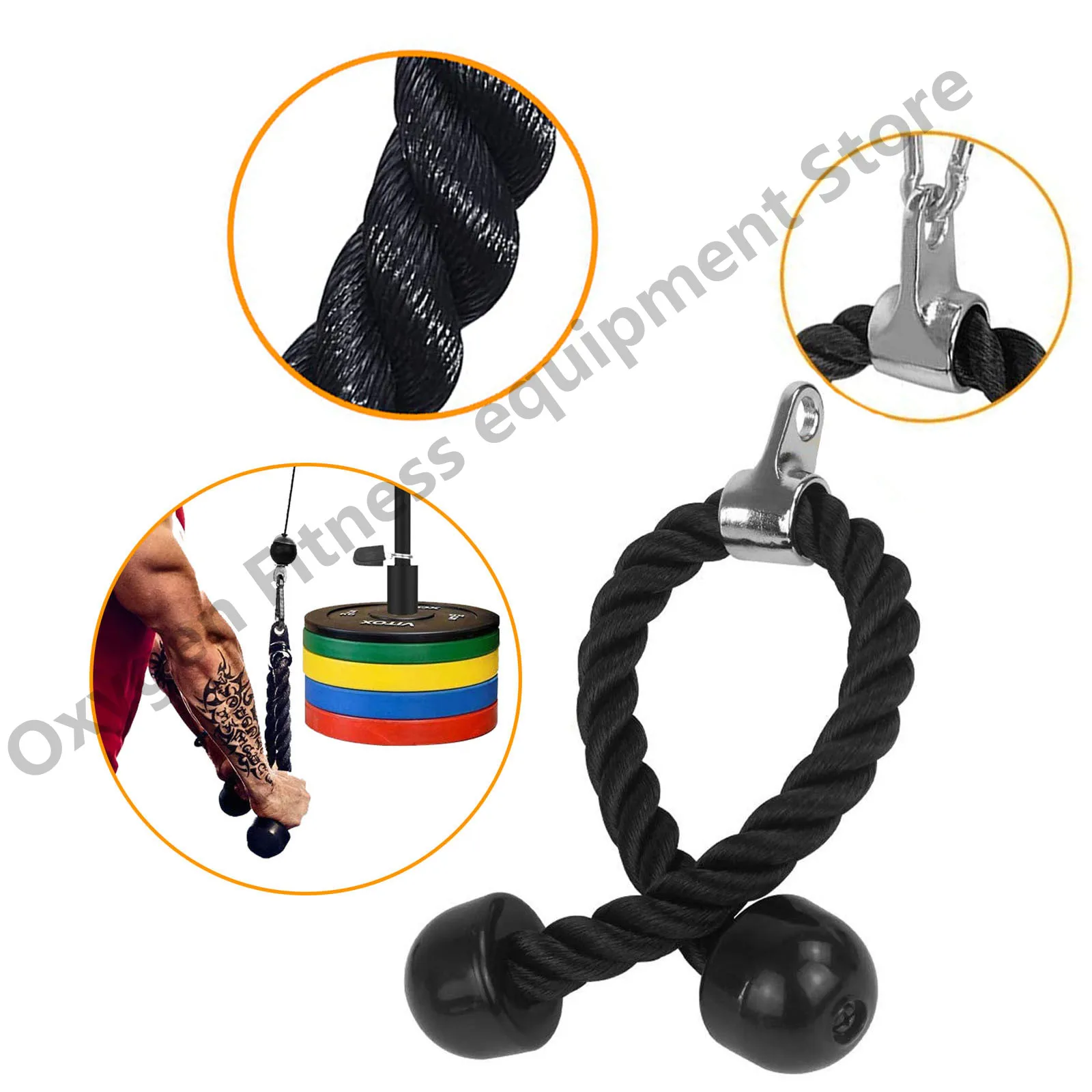 Fitness Pulley Cable Machine System Arm Muscle Triceps Trainer Handle Grip Rope Set Gym Strength Workout Equipment