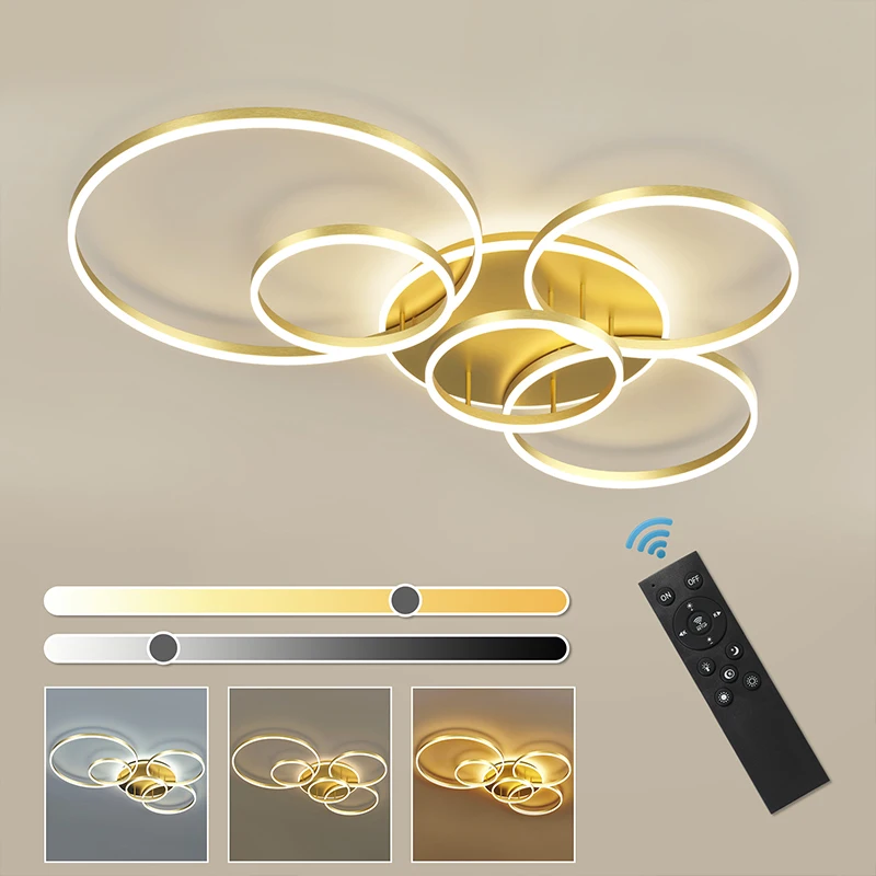 Modern Round Design Ceiling Lights For Living Room Bedroom Gold White Coffee Painted  Circle Rings Lighting Fixtures Luminaire