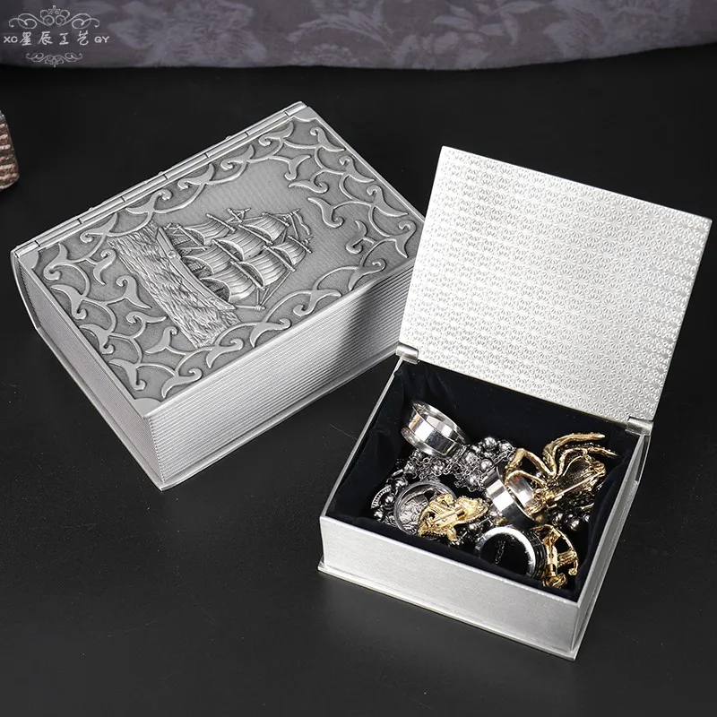 

S/L size Creative Book Design Zinc Alloy Metal Jewelry Storage Box Jewelry Organizer Joyero Organizador Z051