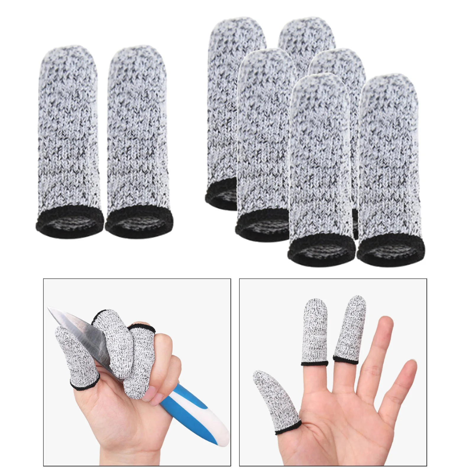 8pcs Finger Cots Fingers Glove Cover Extender Sleeves Fingertip Caps Anti-Cut Resistant Protector Thumb Chefs Safety Reusable