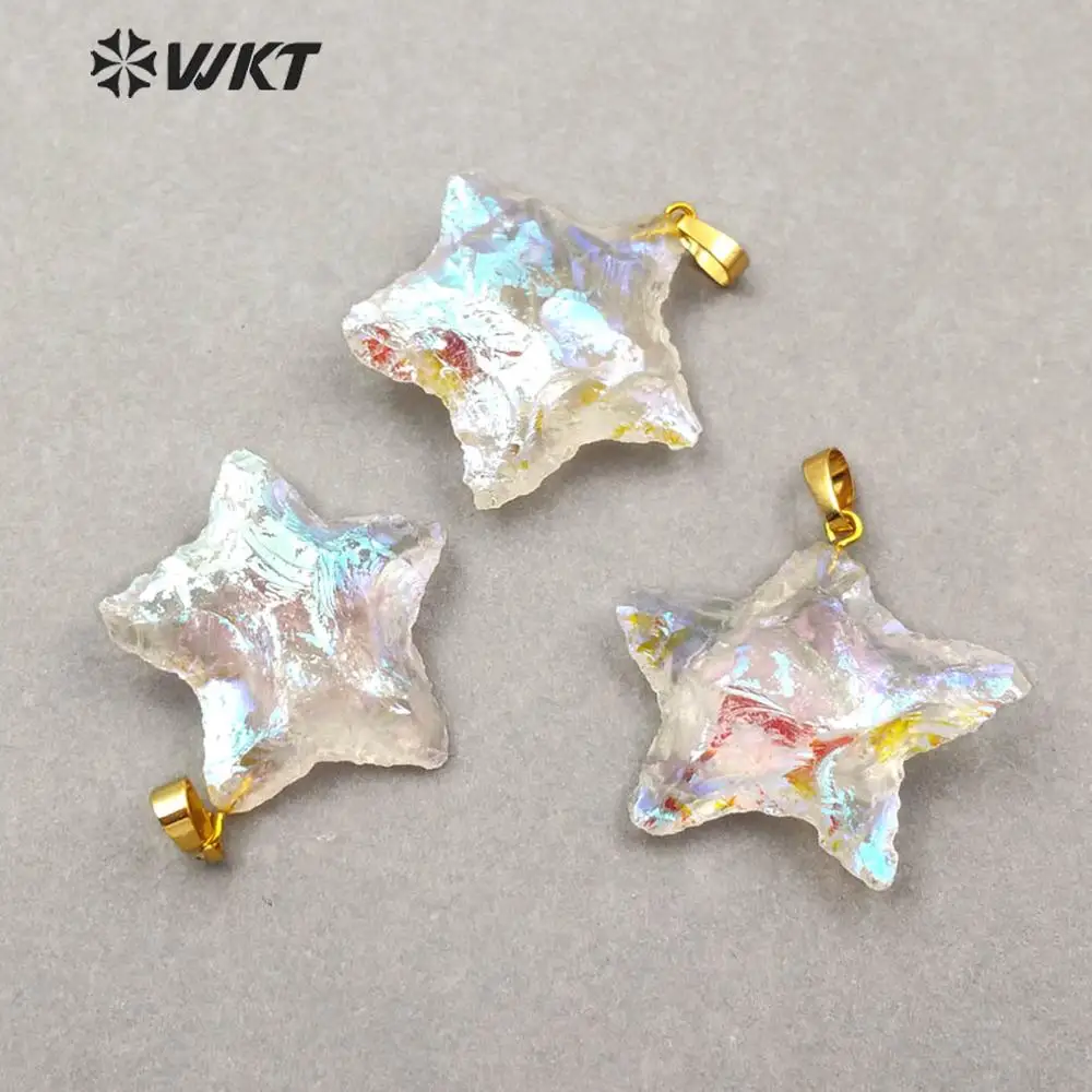 WT-P1461 WKT New Arrivals Raw Crystal Quartz Star Shape Pendant Women Fashion Necklace Pendant Jewelry