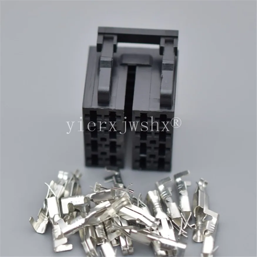 Yierxjwshx 1 مجموعات 16 دبوس 3.5 مللي متر السيارات الصوت كابل المقبس السيارات ISO سلك التوصيل أنثى ذكر موصل لفولكس واجن