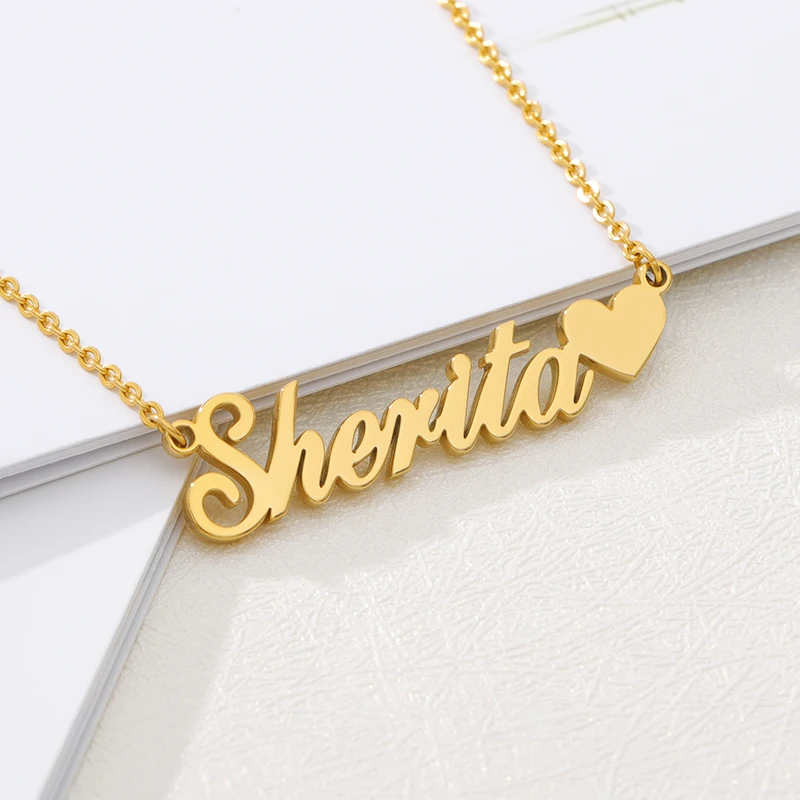 Charm Custom Name Necklace For Women Trendy Heart Ribbon Nameplate Necklaces en Stianless Steel Choker Valentine's Day Gifts