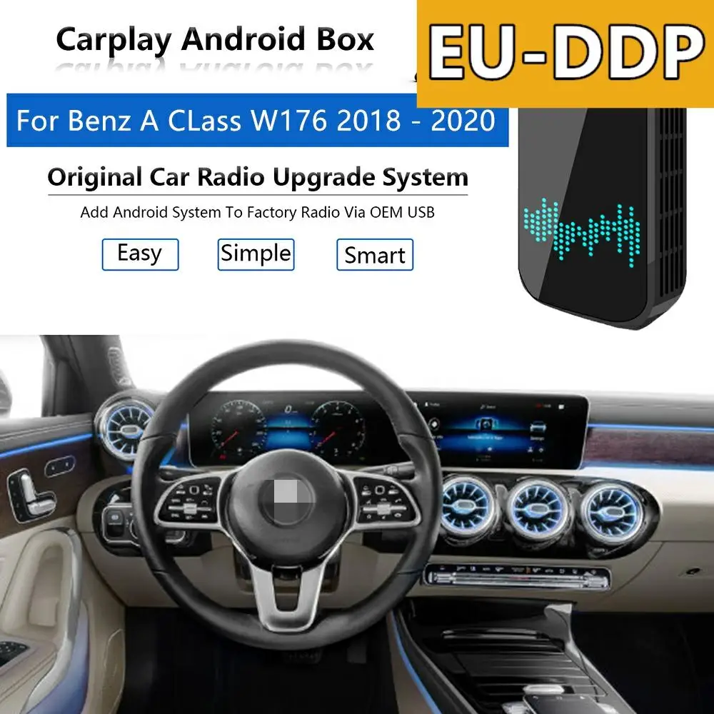 Carplay Upgrade For Mercedes Benz A CLass W176 2018 - 2020 Radio Android Auto USB Apple Wireless Box Car Multimedia Player Audio