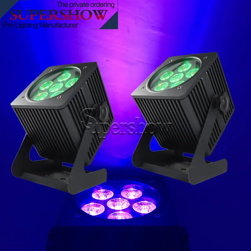 

2pcs waterproof LED RGBWA UV 6in1 uplighting 6*18W battery uplight Par Can Wash Light for dj disco Wedding stage