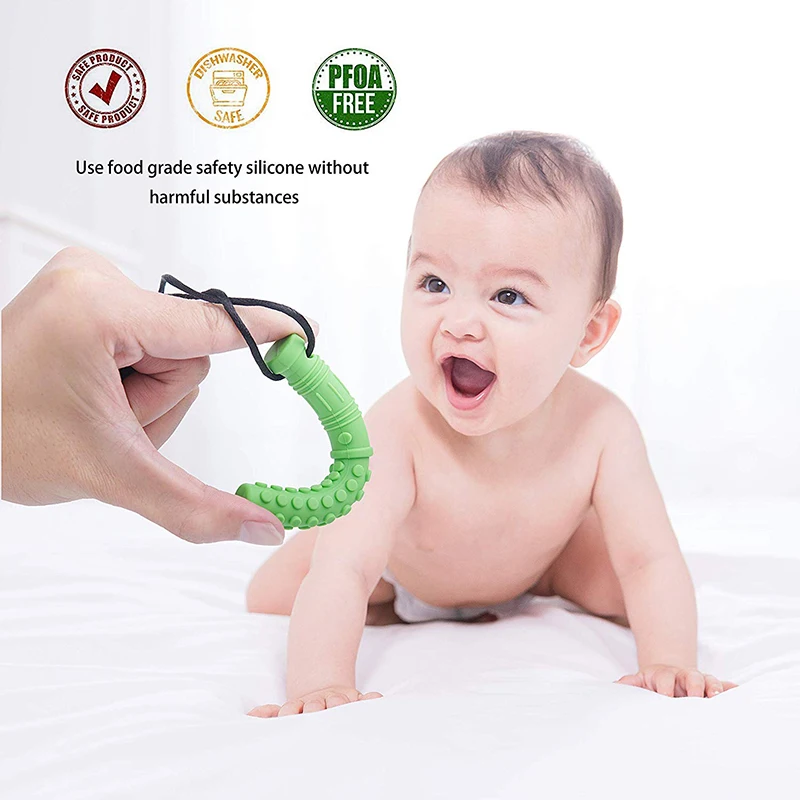 6PCS Silicone Texture Chew Necklace Baby Teether Autism Sensory Chew Pendant Oral Motor Tools for Special Needs ADHD