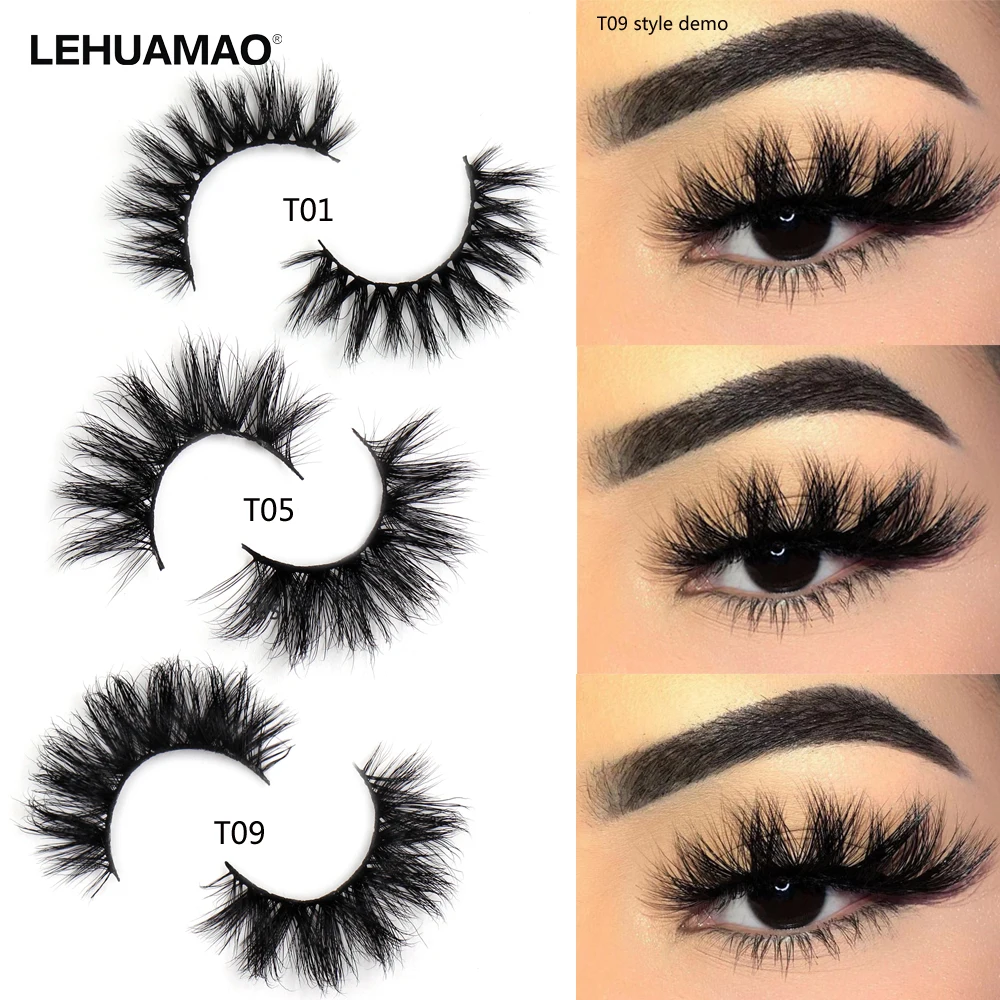 LEHUAMAO Mink Lashes 3D Mink Eyelashes 100% Cruelty free Lashes Handmade Reusable Natural Eyelashes Popular False Lashes Makeup