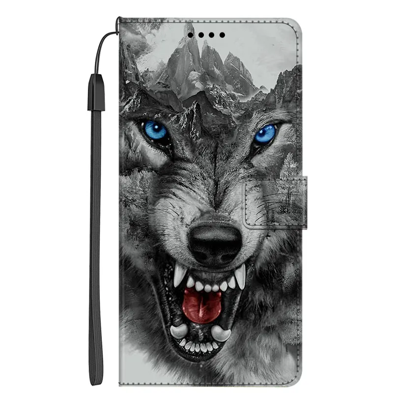 Leather Flip Case For Xiaomi Redmi Note 7 8 8T 9 Pro 9S 9T 5G Phone Cover Wallet Bags Book Funda Cat Wolf Note8 8 t 9pro 9 S