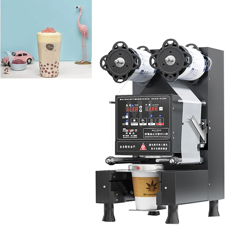 自動食品シール機,バブルティーカップ付きシーリングマシン,ミルクティーまたはコーヒーバー用