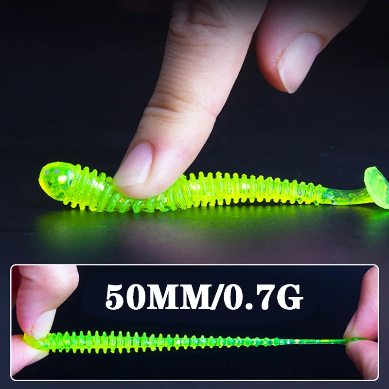 10 adet kolay parlatıcı silikon solucanlar yumuşak yemler 5cm 0.7g jig Wobblers balıkçılık Lures yapay Swimbaits bas sazan mücadele