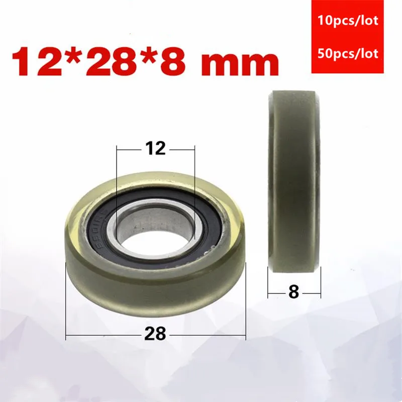 10pcs/50pcs 12*28*8mm PU690128-8 polyurethane PU 6901 6901RS low noise roller bearing friction pulley soft rubber 12x28x8