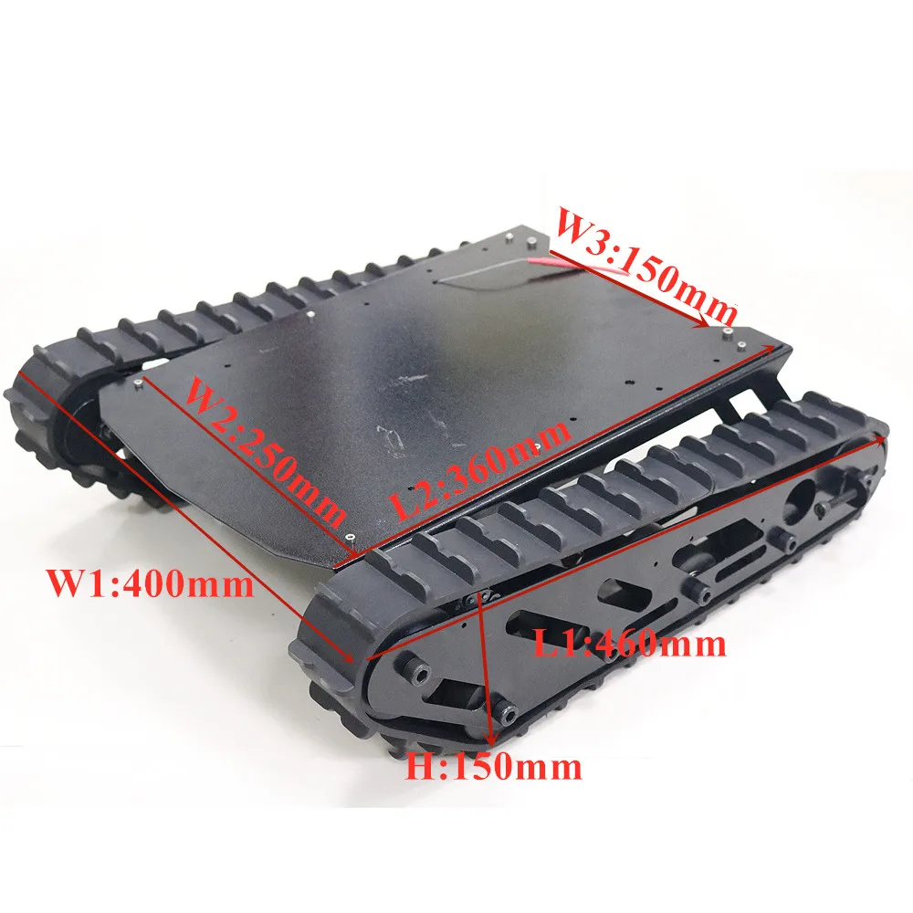 WIFI/ BT/ PS2 Control T007 Tank Chassis 15kg Heavy Load Rubber Track Tank Chassis 12V/24V With Big Load Control Kit Arduino