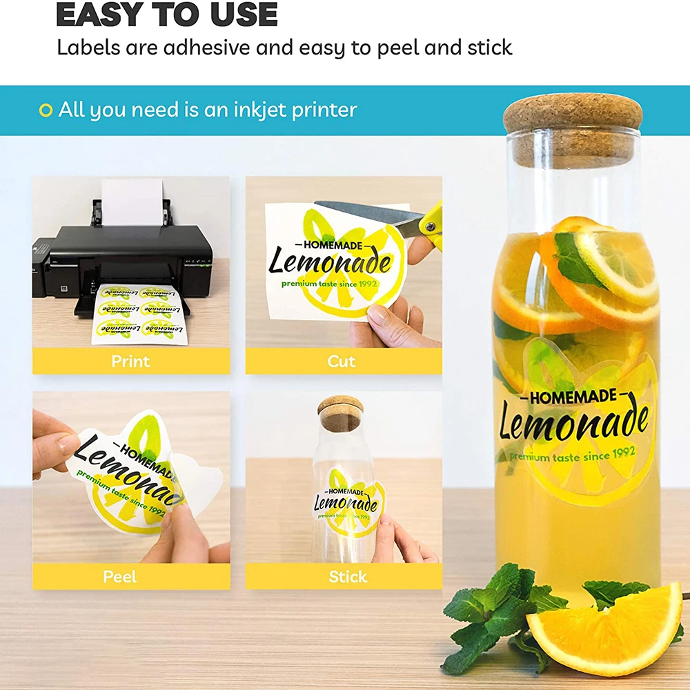 A4 Paper Sheets Adhesive Printable Label Sticker Paper Glossy for Inkjet Printer White Vinyl Label Copy Paper Gift Sticker