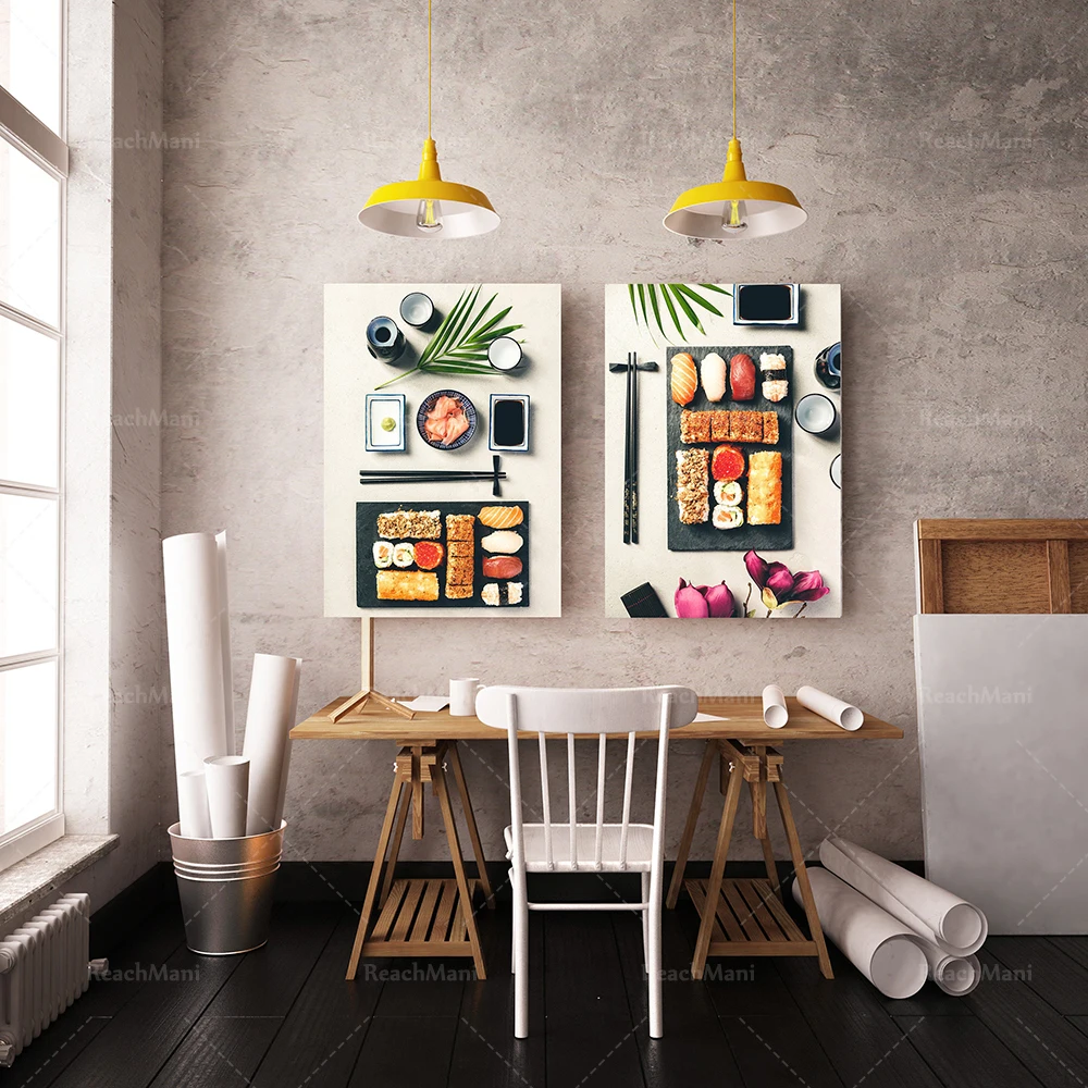 Kitchen wall art, sushi, salmon, food printing decoration restaurant wall art poster printing