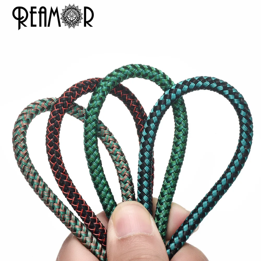 REAMOR 1M Unique Colors Mixed 6mm Steel Wire Braided Leather Cord Super Fiber Leather String Rope Bracelet DIY Jewelry Findings