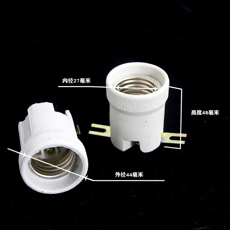 2pcs Oven lamp holder E27 screw socket ceramic high temperature resistant copper nickel plated in-line lamp holder