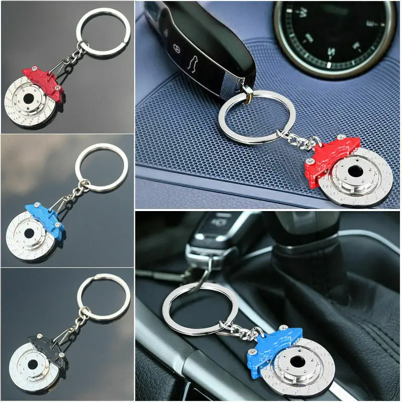 

Brake Disc Wheel Hub Caliper Metal Keychain Modification Disc Brake Waist Key Ring Pendant Car Key Buckle Gifts Auto Parts