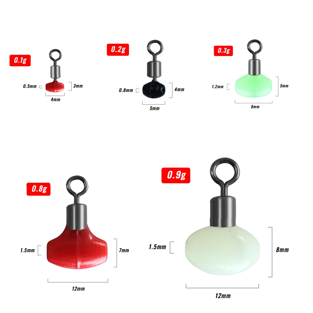 50 Stück/Set Angelzubehör Leuchtende Grüne Blockperlen Kreuzlinien-Wirbel & Perlen T-Form Gleitverbinder Tackle – Detail 6