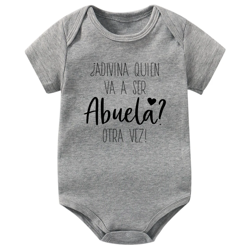 Adivina Quien Va A Ser Abuela Otra Vez Funny Newborn Baby Bodysuits Pregnancy Announcement Onesies Infant Cotton Jumpsuits Gifts