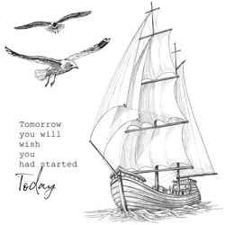 AZSG Seagull and Sailboat Clear Stamps Rubber Silicone Seal for DIY Scrapbooking Card Making Album Decoroation Crafts