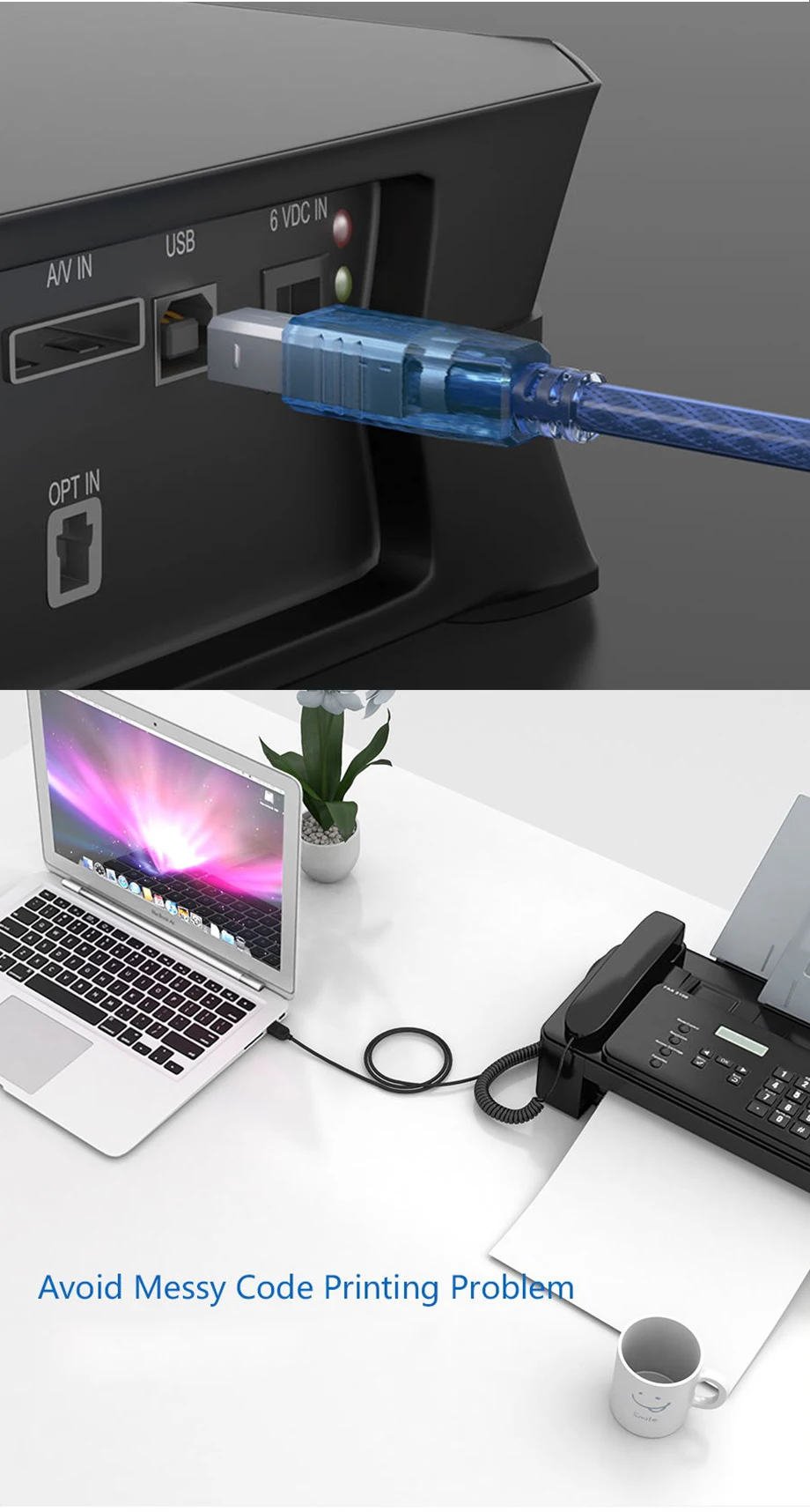 SAMZHE USB 2,0 Print Kabel USB 2,0 Typ A Stecker Auf B Stecker Sync Daten Scanner Kabel für HP Canon epson Drucker – Detail 6