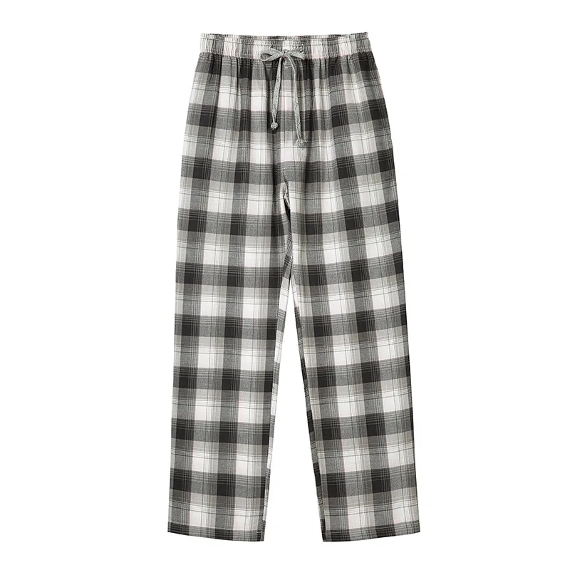 2024 primavera verão homens 100% algodão calças de sono masculino casual xadrez calças de pijama lounge pijamas plus size casa calças