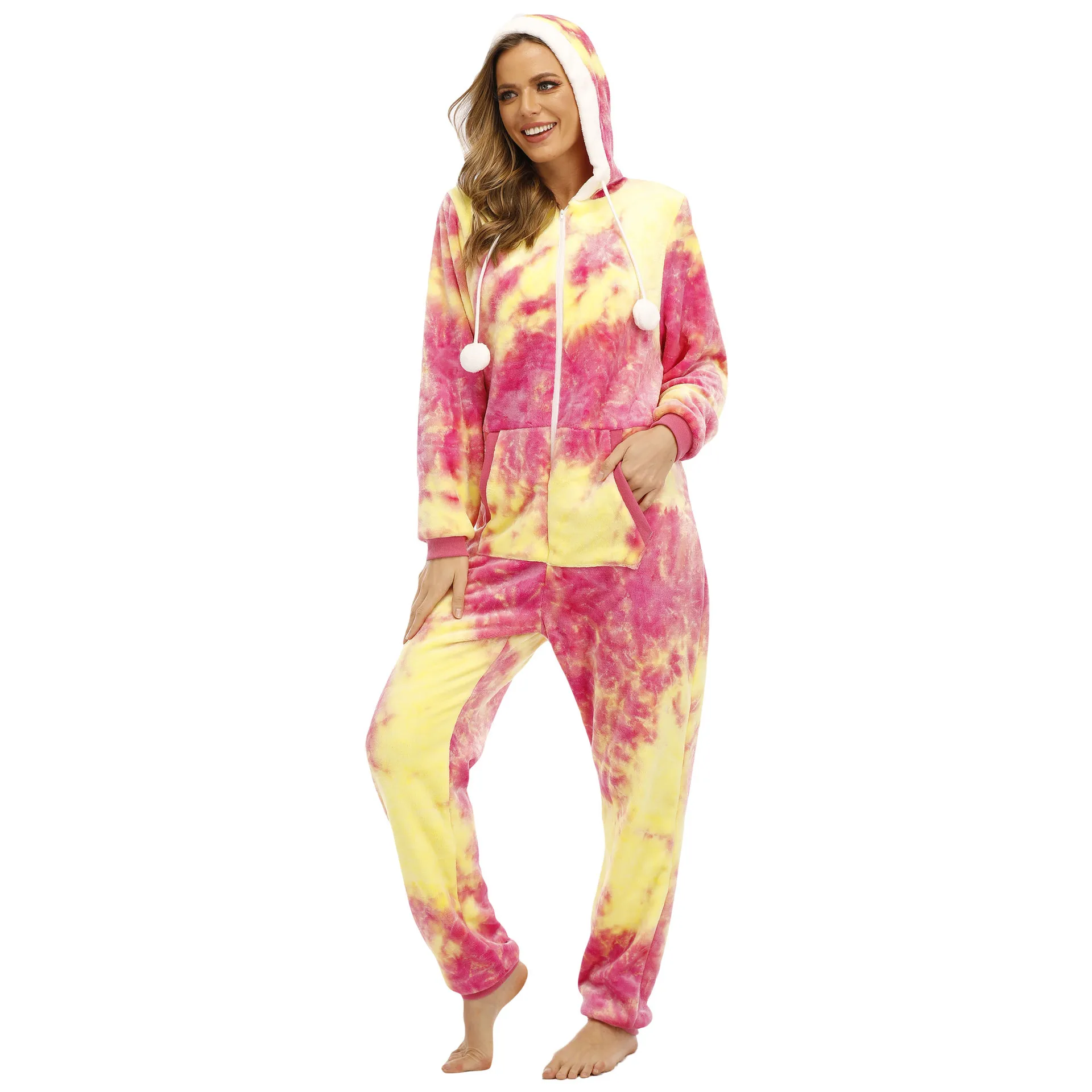 Winter Warm Pyjamas Women Onesies Flannel Sleepwear Size XXL Hood Sets Pajamas For Women Adult