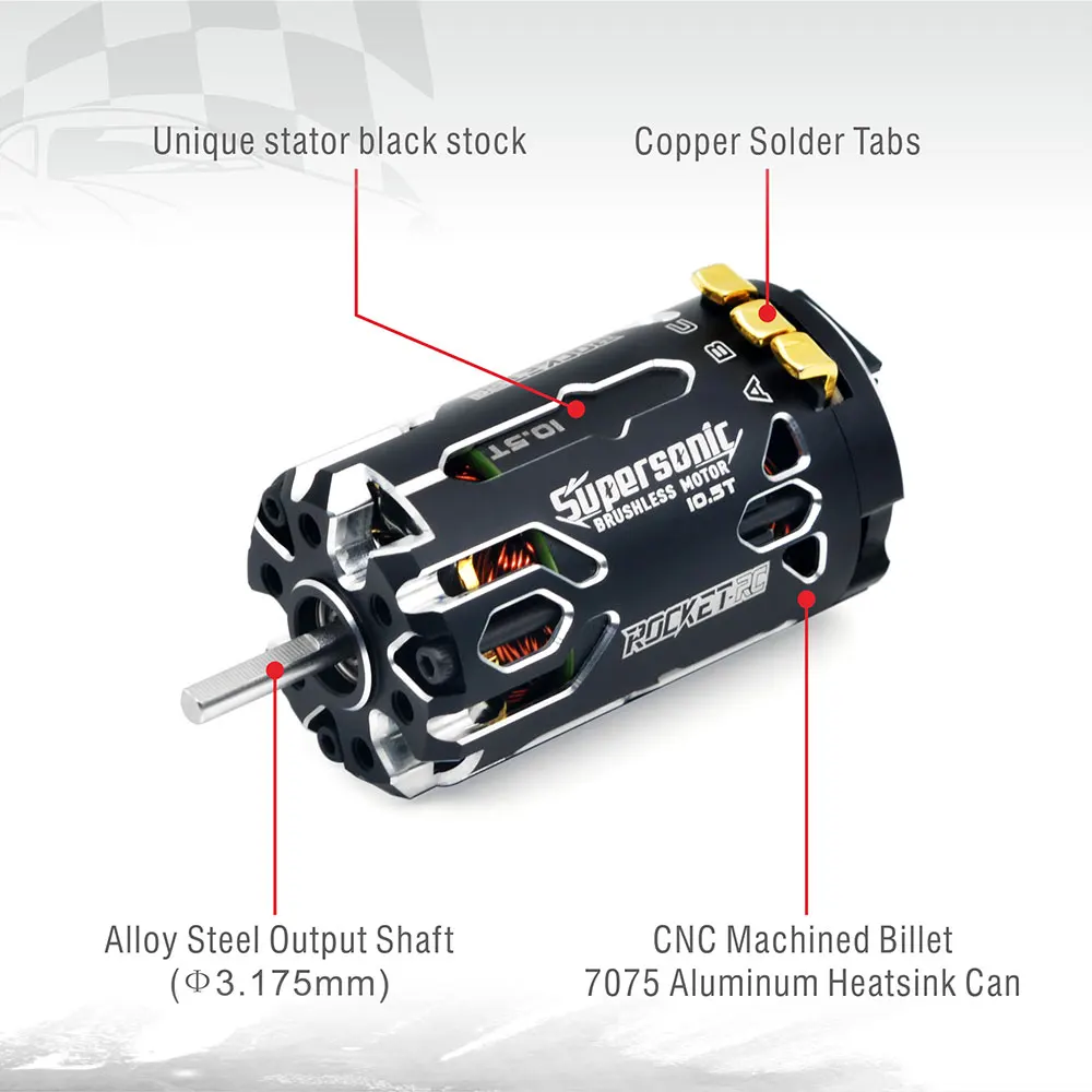 Surpass Hobby ROCKET-RC Supersonic 380 KV2500/KV3300/KV4000/KV5000 2-3S Sensored Brushless Motor For 1/12 1/14 Scale RC Car