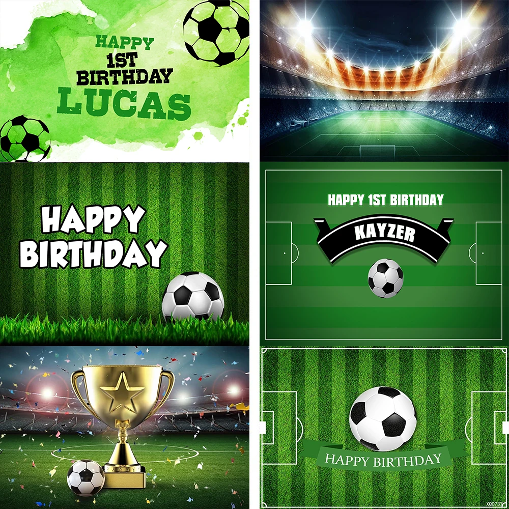 Photography Background Champion Cup Football Soccer Field Stadium Grassland Baby Birthday Boy Backdrop Vinyl Photo Studio