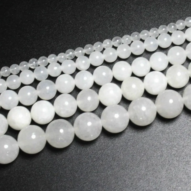 Wholesale Spacer Beads for Bracelet Making Nature Stone beads Round White Jade Bead Jewelry Handmade 4 8 10mm