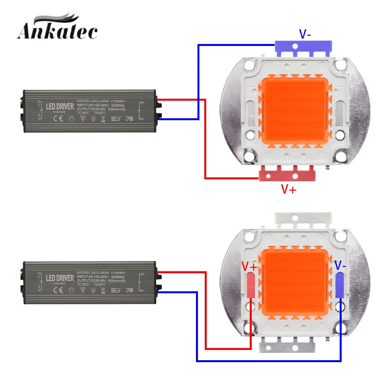 Lampe de croissance des plantes à puce LED, diode haute puissance, 380NM-840NM, puce LED COB pour éclairage intérieur et extérieur des plantes, 10W,